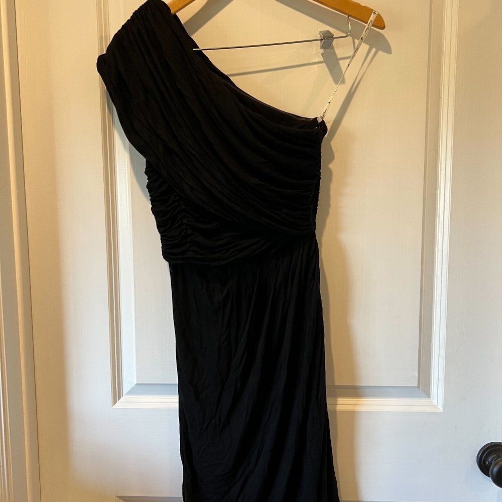 Tracy Reese Draped One Shoulder Black Dress - P